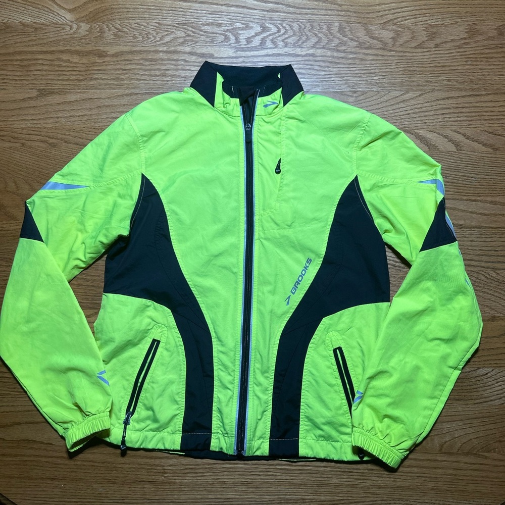 Brooks Women High-Vis Neon Yellow and Black Performance Jacket Size Small